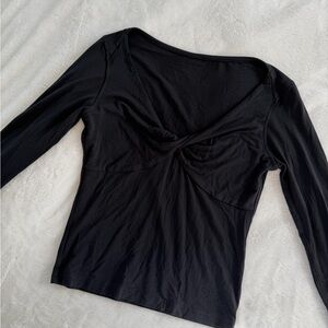 Lululemon Modal-Silk Blend V-Neck Long Sleeve Shirt Black Size Small